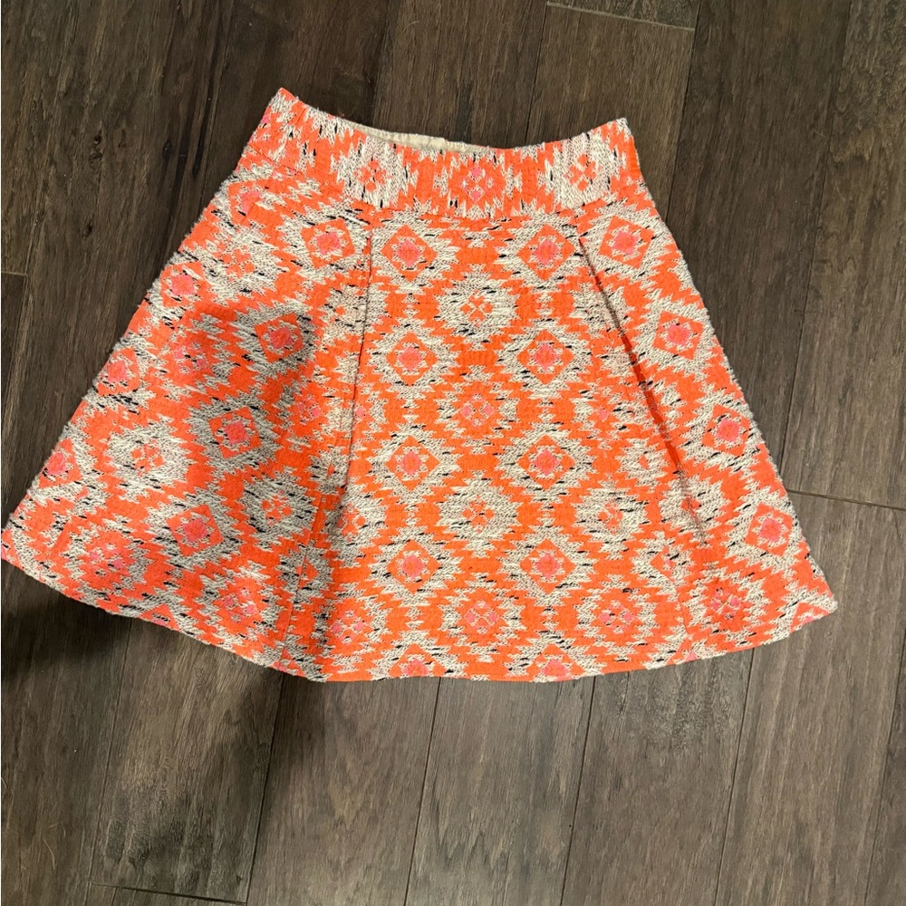 Nannette Lepore Orange Ikat Patterned Women's Skirt